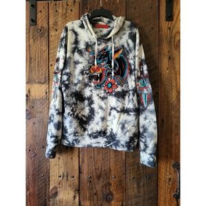 Vie Riche Killa Wolf Hoody Tie Dye Embroidered Parisian Streetwear Hoodie Grey L